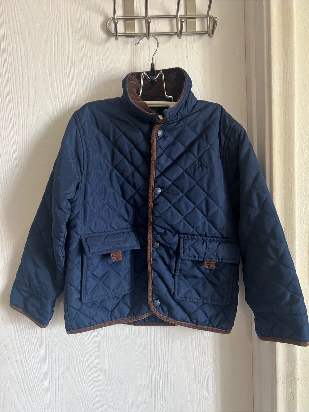 Carter’s Navy Blue Diamond Quilted Size 6 Boys Chore Jacket Button Closure